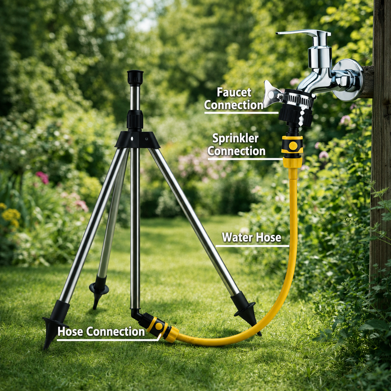 Garden Watering Can with Tripod – Polypropylene, 360-Degree Rotation for Efficient Watering of the Garden and Lawn