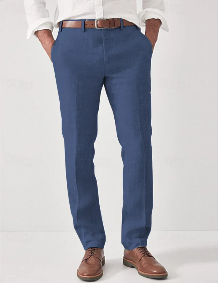 Pantalon Homme Respirant Été Coupe Moderne Droite