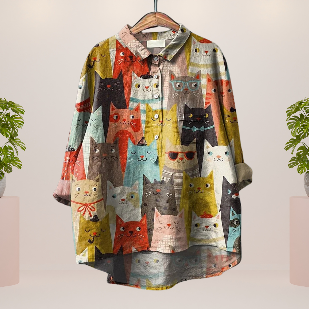 T-shirt Femme Imprimé Coloré Motifs Animaux et Fleurs