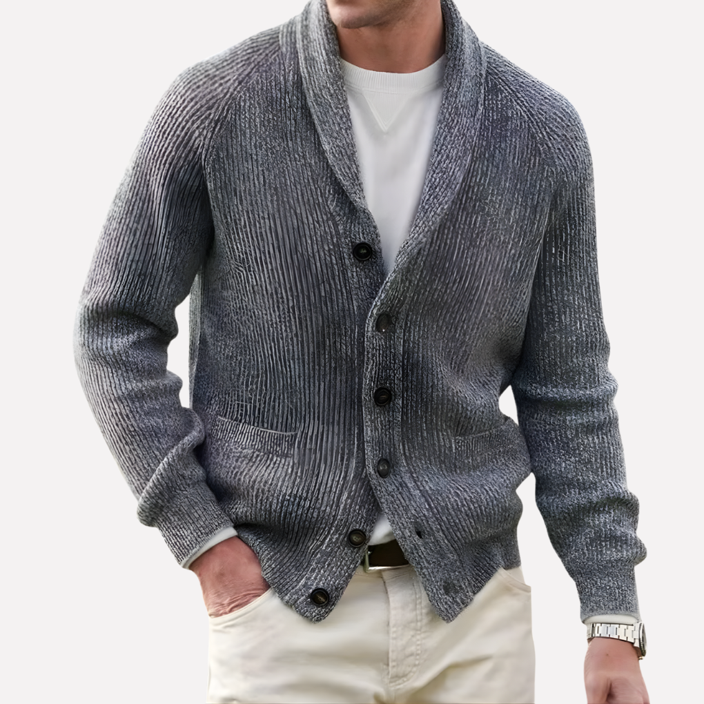 Cardigan Homme à Col Châle et Poches Boutonnées