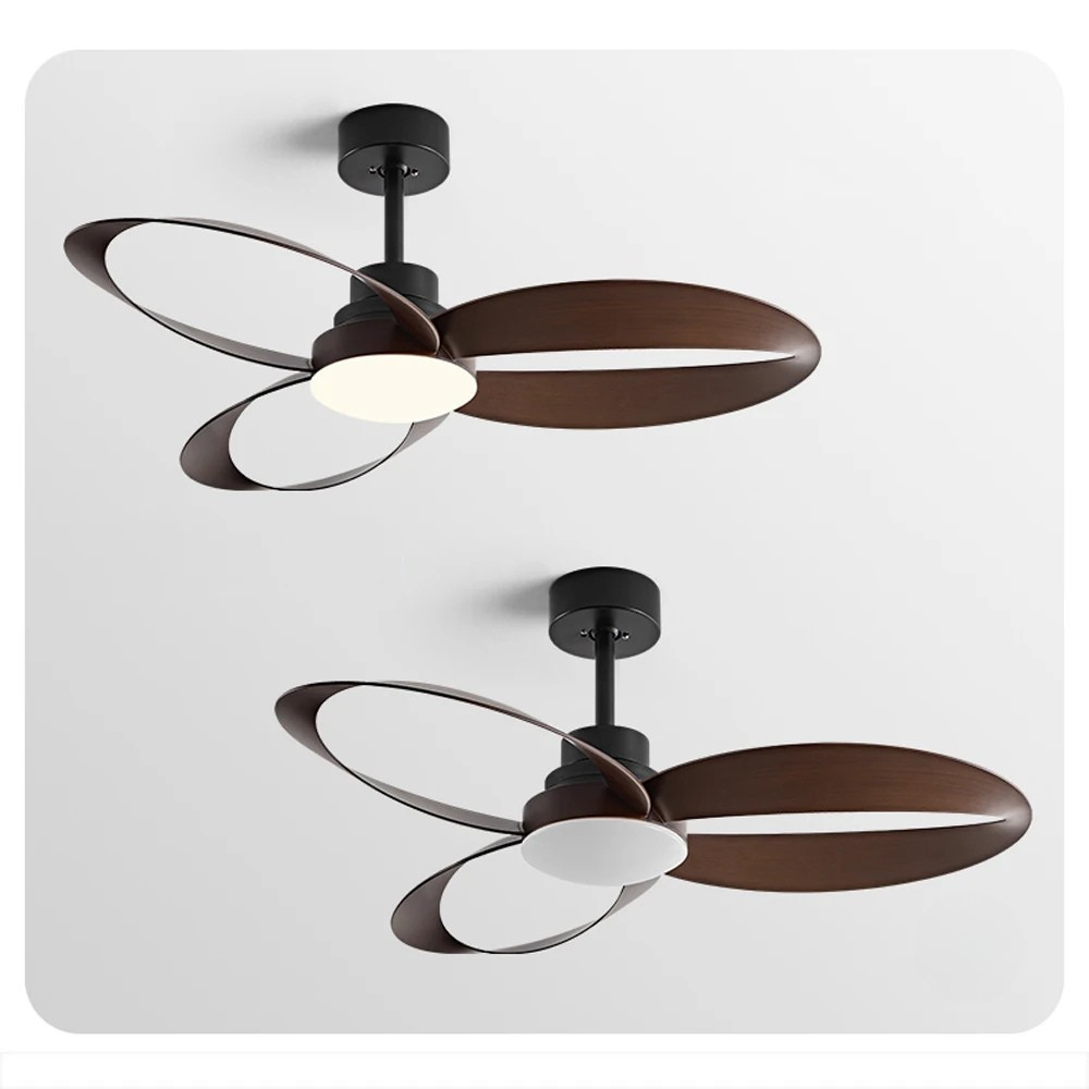 Ventilateur de plafond moderne – Pales en bois, éclairage LED dimmable pour salon ou chambre