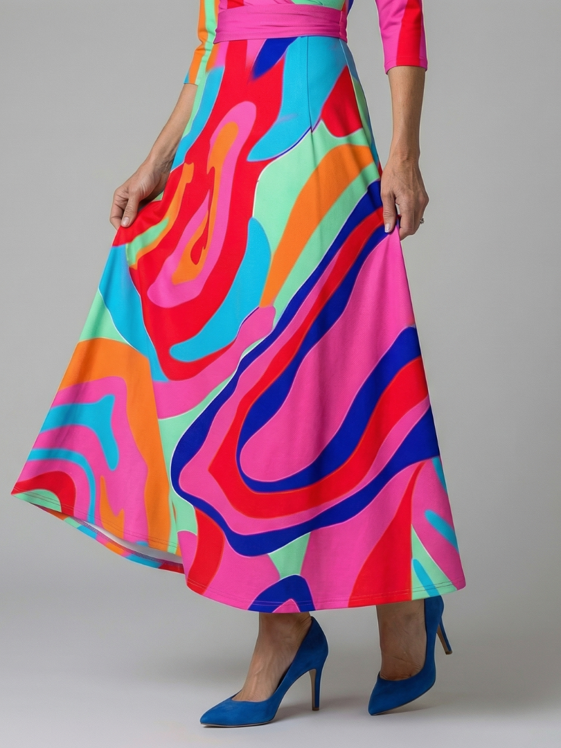 Robe Midi Cache-Cœur Fleurie Manches 3/4