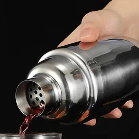 Set à Cocktail en Acier Inoxydable avec Support en Bambou