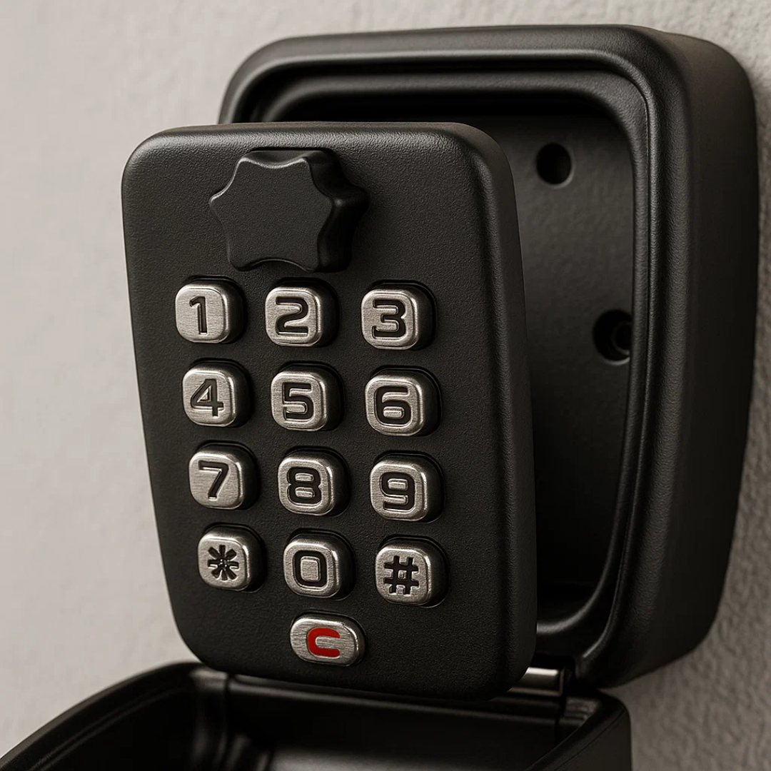Outdoor Key Box – Weather-resistant metal, compact design for wall mounting in the garden or outdoor area