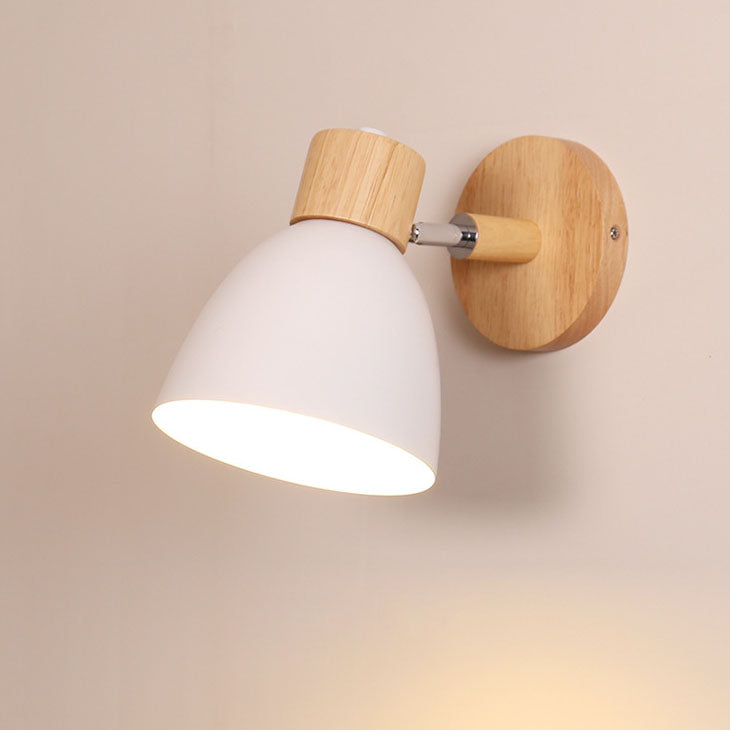 Applique Murale Bois et Métal, Bras Orientable et Abat-jour Conique