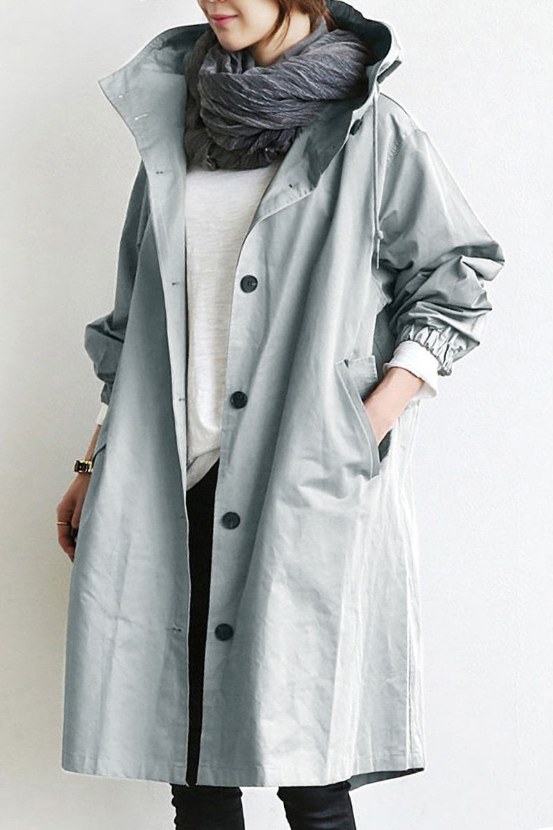 Trench Femme Imperméable à Capuche - Manteau Mi-Saison