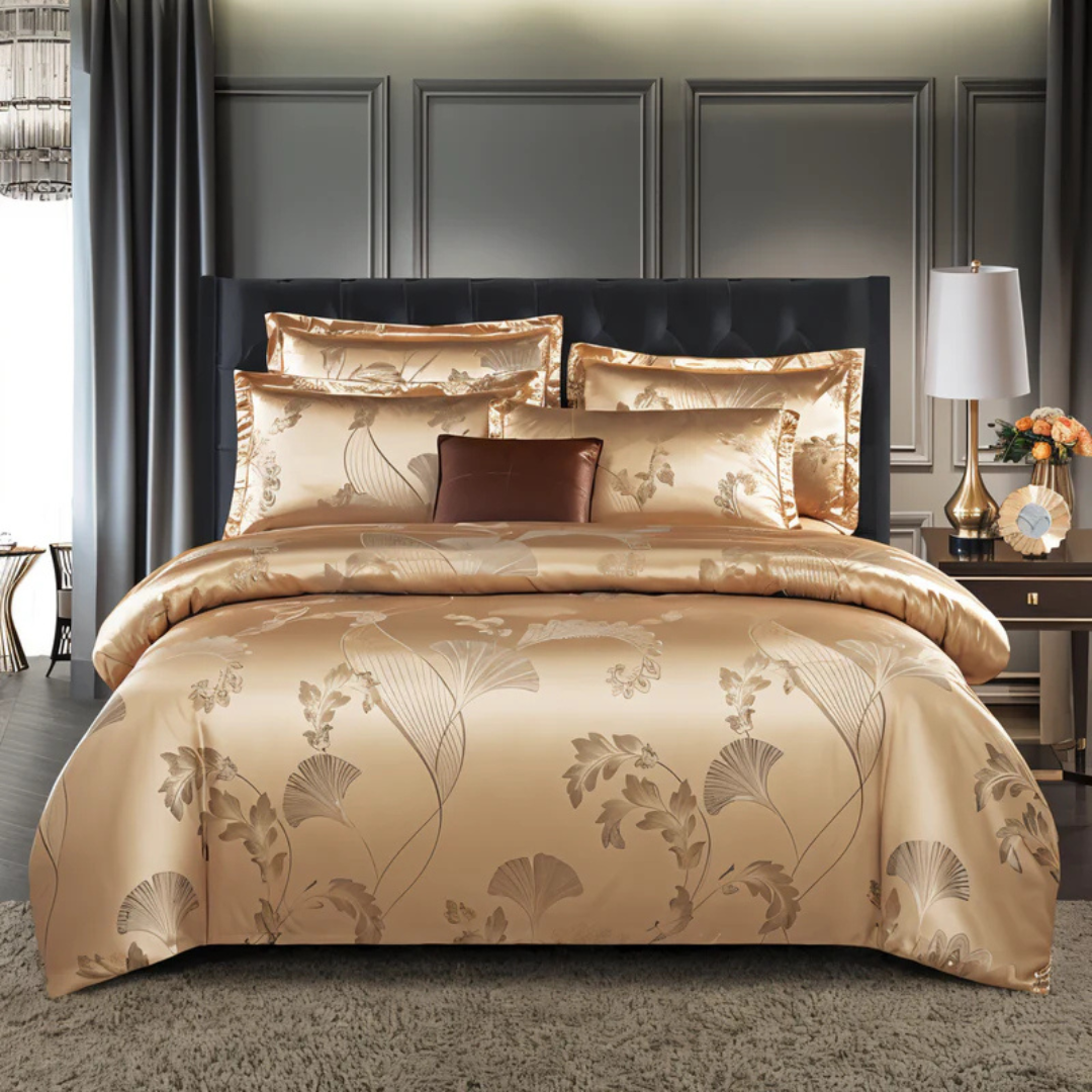 Housse de Couette Satinée – Imprimé Floral, Style Élégant pour Décoration de Chambre