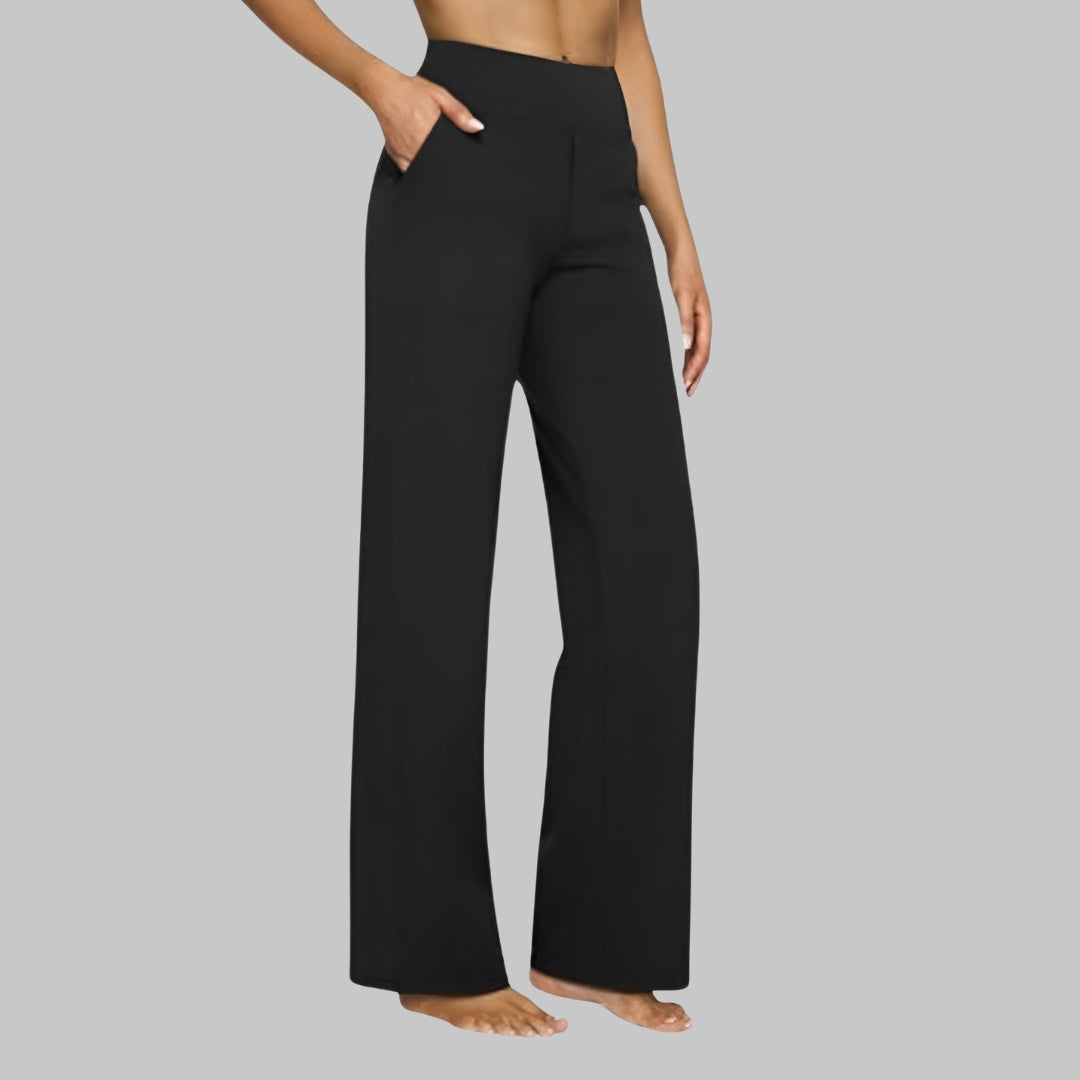 Pantalon Femme Stretch Taille Haute à Coupe Confort et Poches Pratiques