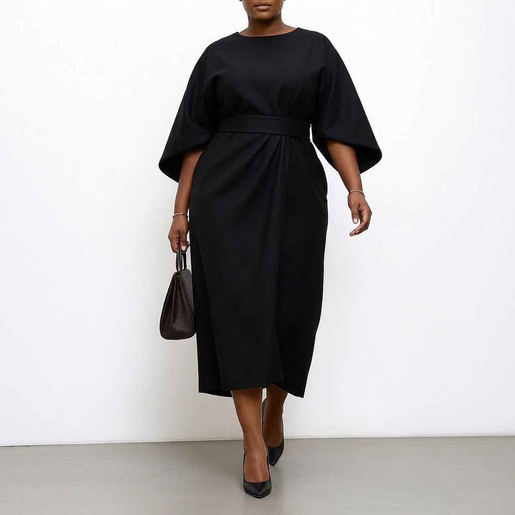 Robe Maxi Femme Manches Chauve-Souris Fluide