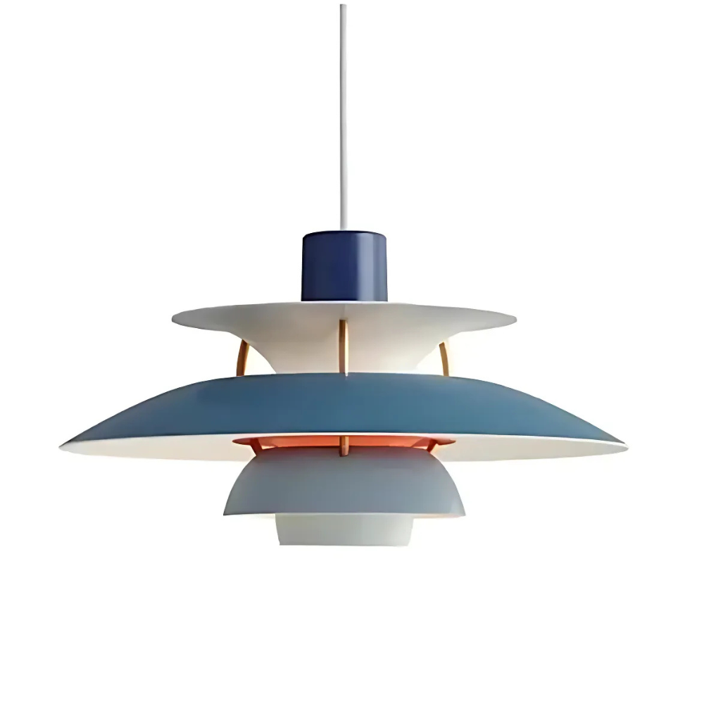 Danish Pendant Light – Layered Metal Design in a Colorful Style for the Dining Room or Living Room
