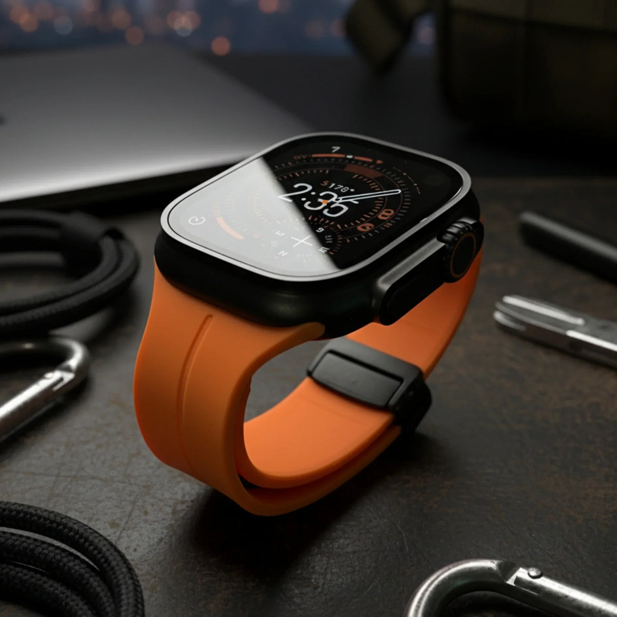 Bracelet Montre Connectée en Silicone, Fermoir Papillon Magnétique