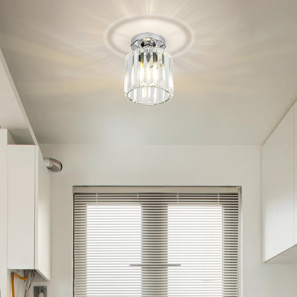 Plafonnier Design en Laiton et Cristal, Finition Noire
