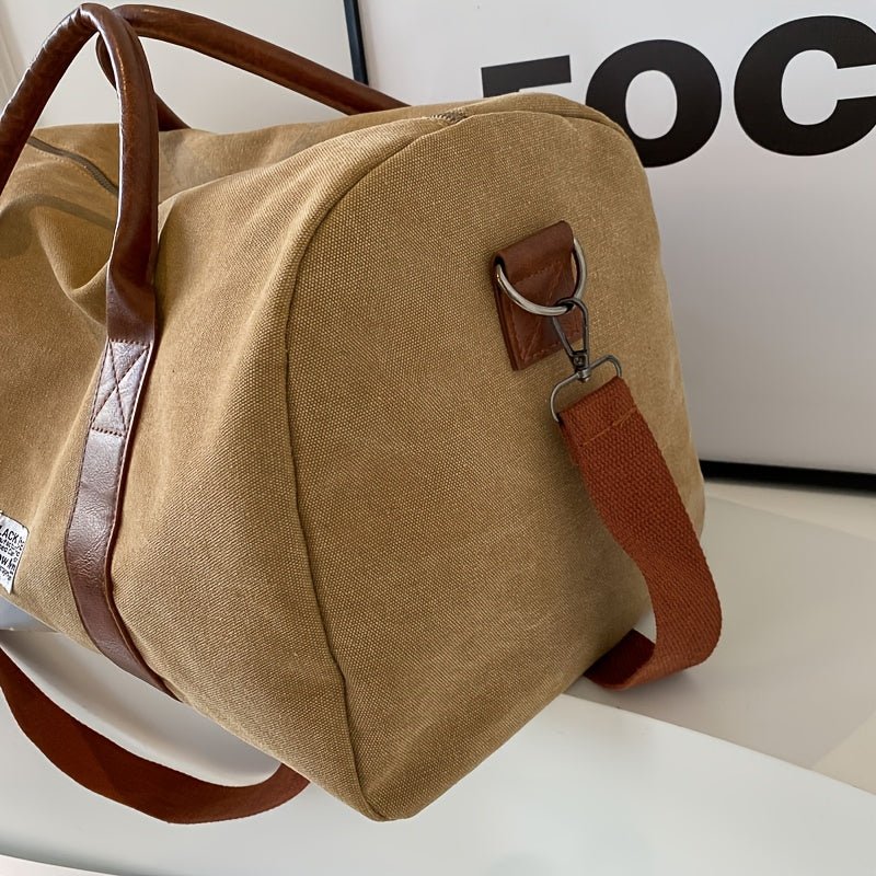 Sac de Voyage Weekender en Toile Vintage - Cuir et Compartiments Multiples