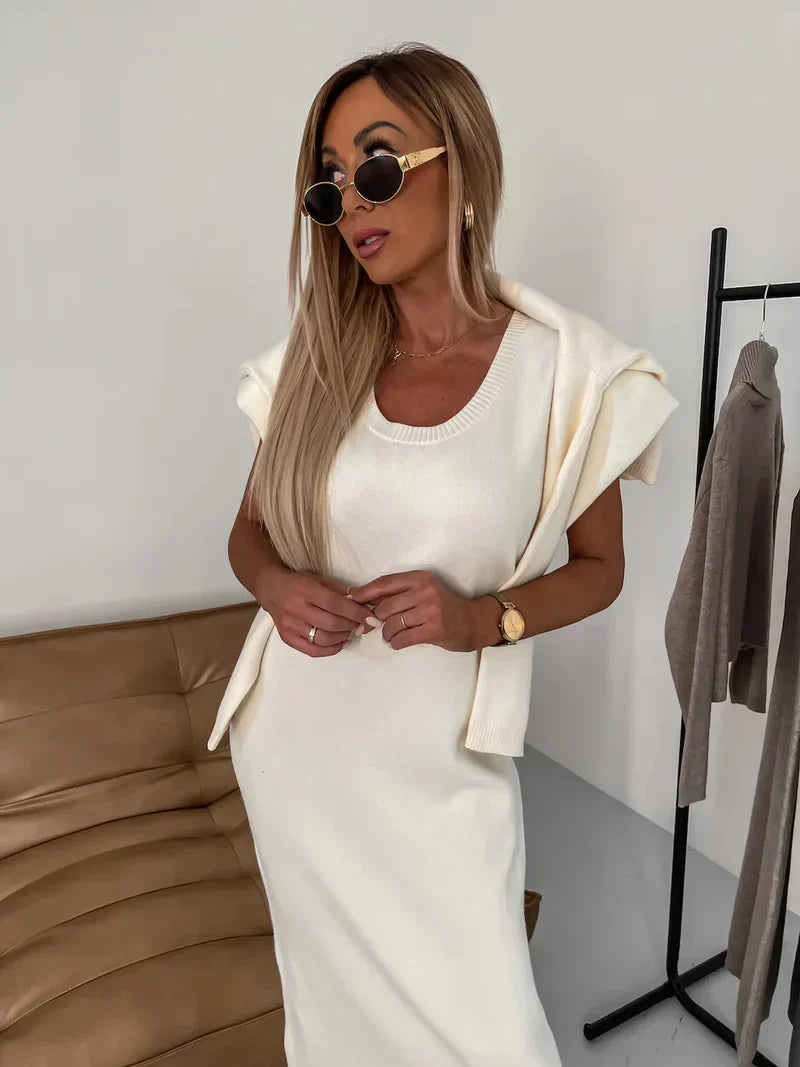 Robe Femme Midi Tricot et Col Roulé Assorti