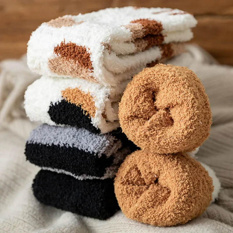 Chaussettes Femme Pattes de Chat Brodées - Coton Pelucheux