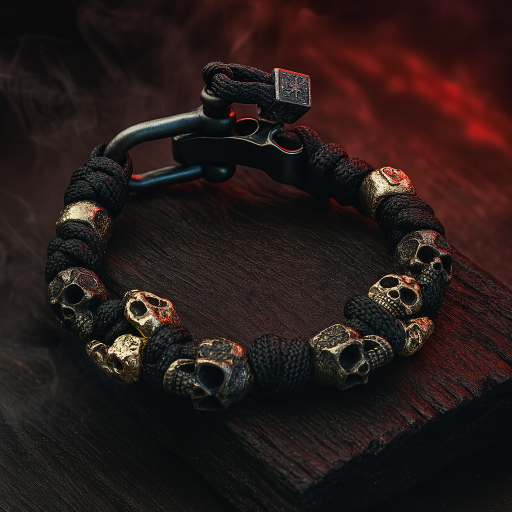Bracelet Tête de Mort en Alliage Réglable Style Gothique