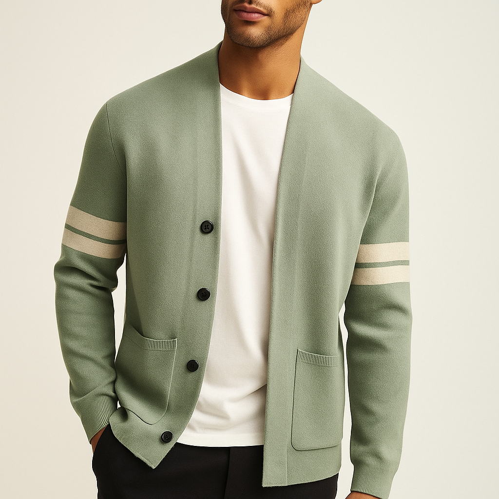 Gilet Homme en Laine Mérinos à Rayures sur Manches