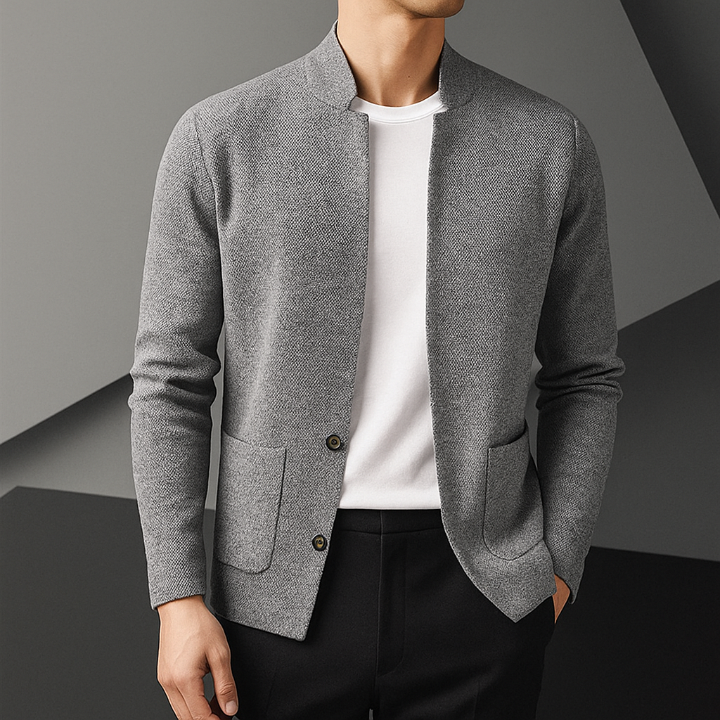 Gilet Homme en Maille à Col Montant