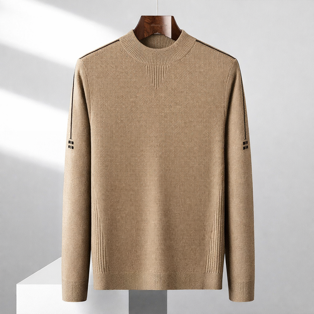 Pull en Maille Texturée à Liseré d'Épaule - Finitions Côtelées