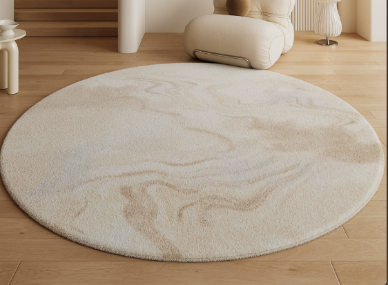 Alfombra redonda – Poliéster suave, diseño minimalista para el salón o el dormitorio