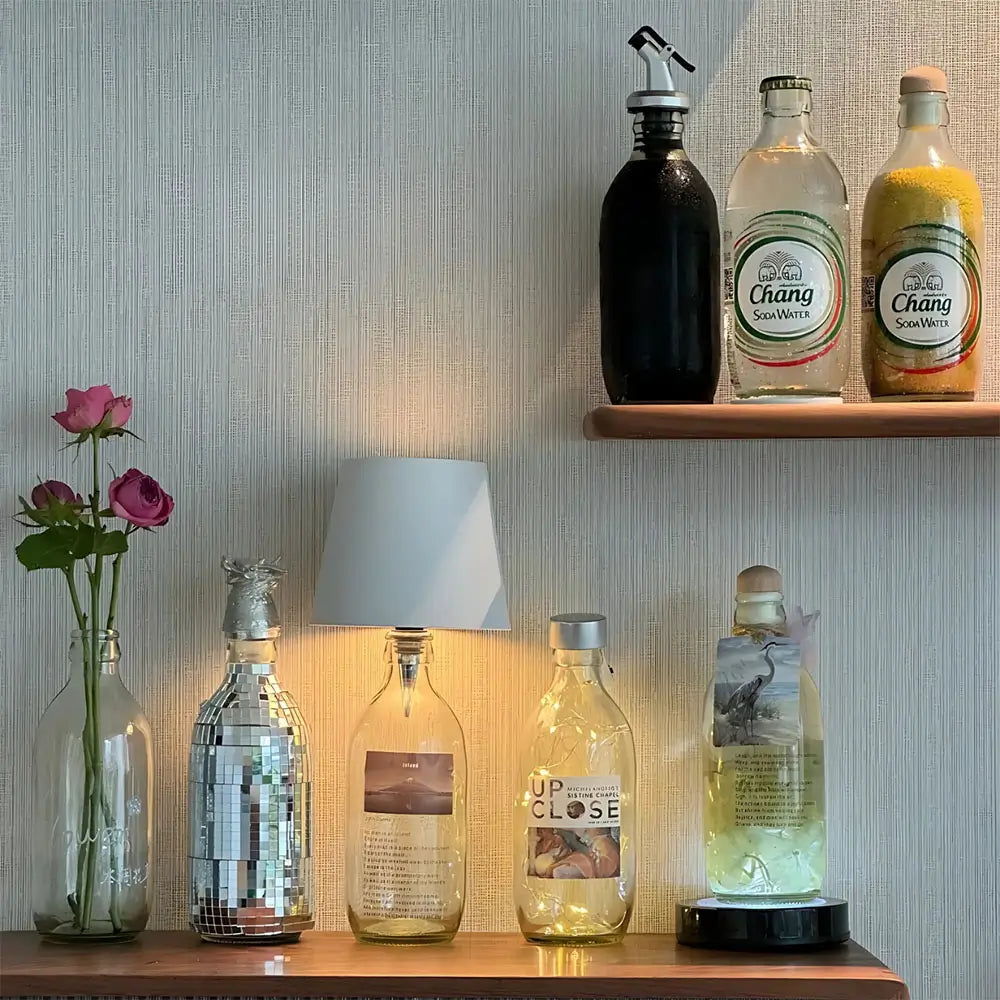 Lampe en Verre – Rechargeable par USB, Luminosité et Couleur Réglables pour une Décoration d'Intérieur Créative