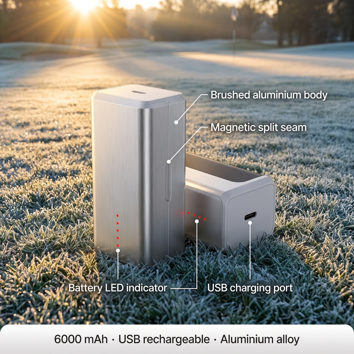 Chauffe-mains Rechargeable en Aluminium 2 Pièces - Chauffe Double Face 6000 mAh