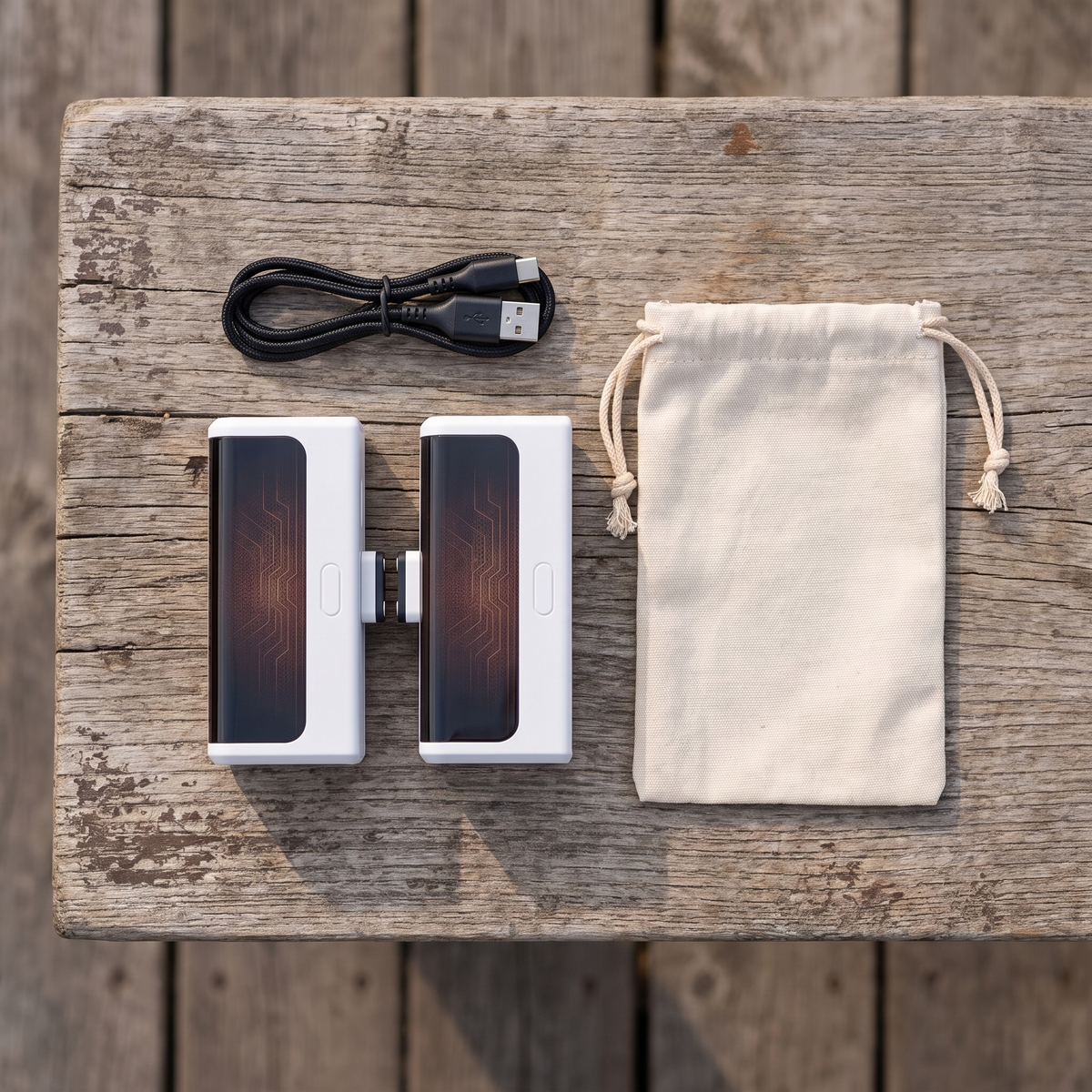 Chauffe-mains Rechargeable en Aluminium 2 Pièces - Chauffe Double Face 6000 mAh