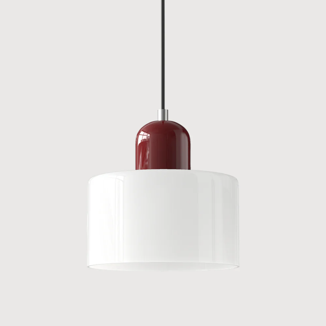 Retro pendant light – Dark green and orange glass shade for a dining table or reading nook, adjustable length up to 150 cm