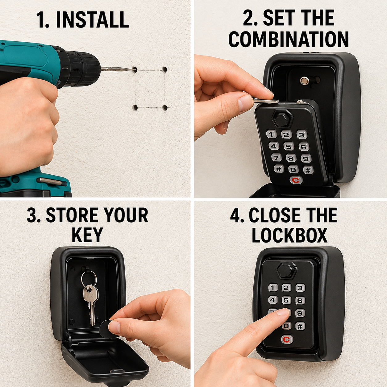Outdoor Key Box – Weather-resistant metal, compact design for wall mounting in the garden or outdoor area