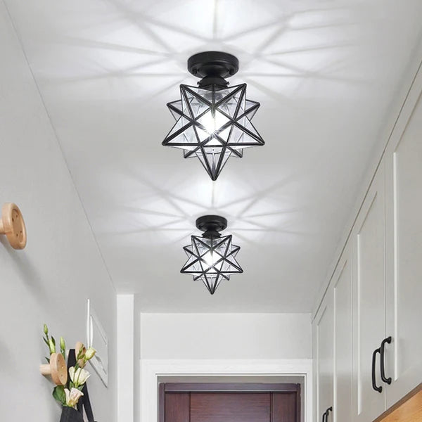 Star-shaped ceiling light – Gold, compact design for the entryway, dining room, or bedroom