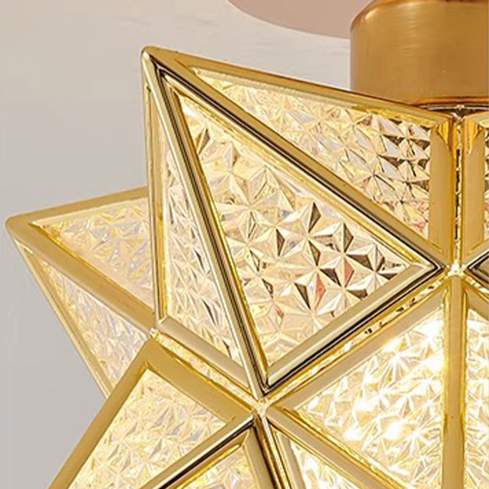 Star-shaped ceiling light – Gold, compact design for the entryway, dining room, or bedroom