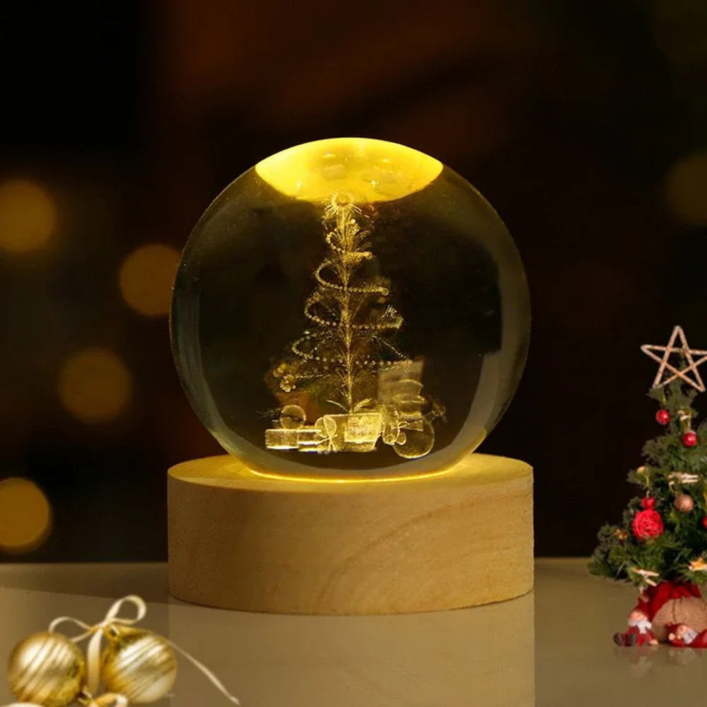 Lampe de Chevet Boule de Cristal Gravée 3D
