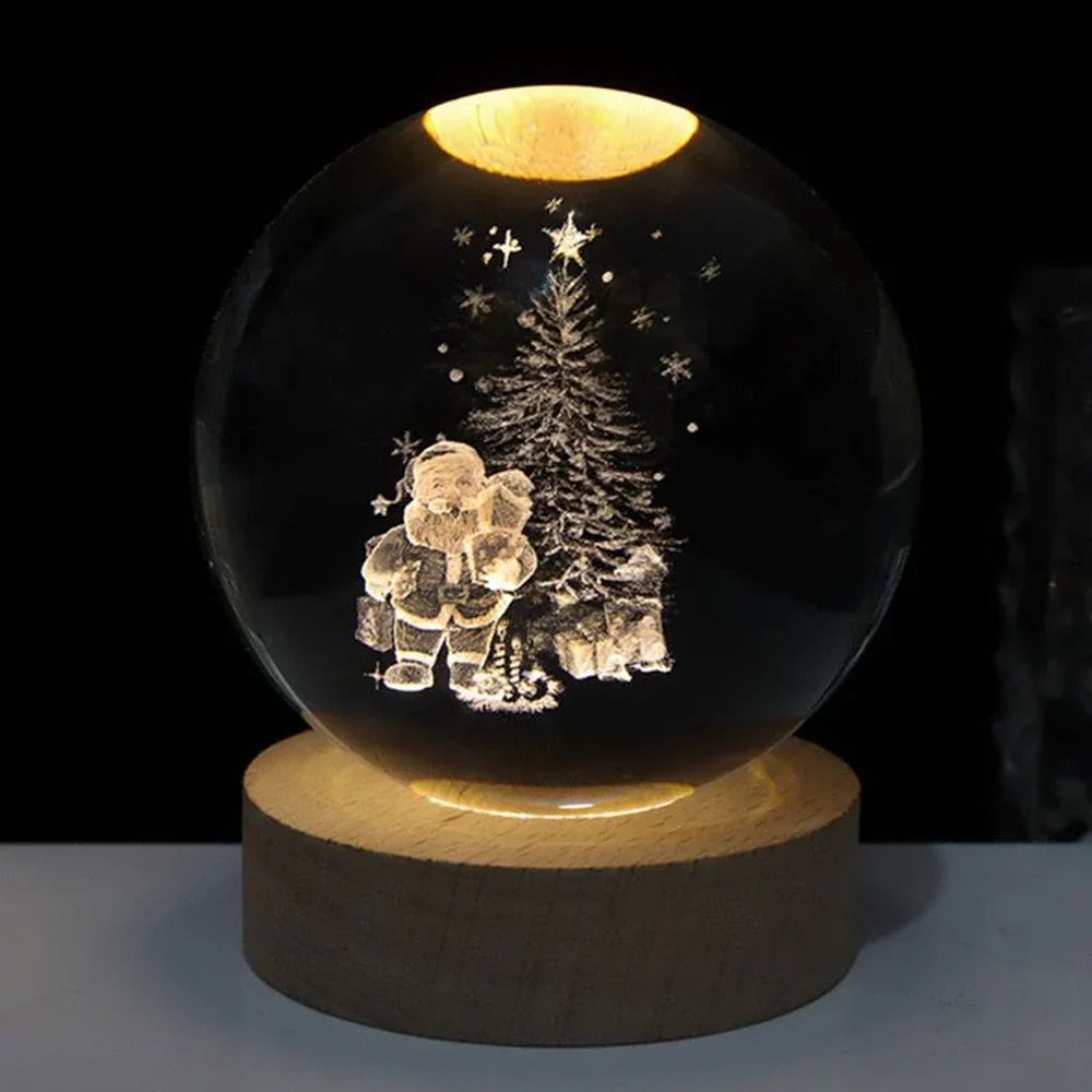 Lampe de Chevet Boule de Cristal Gravée 3D