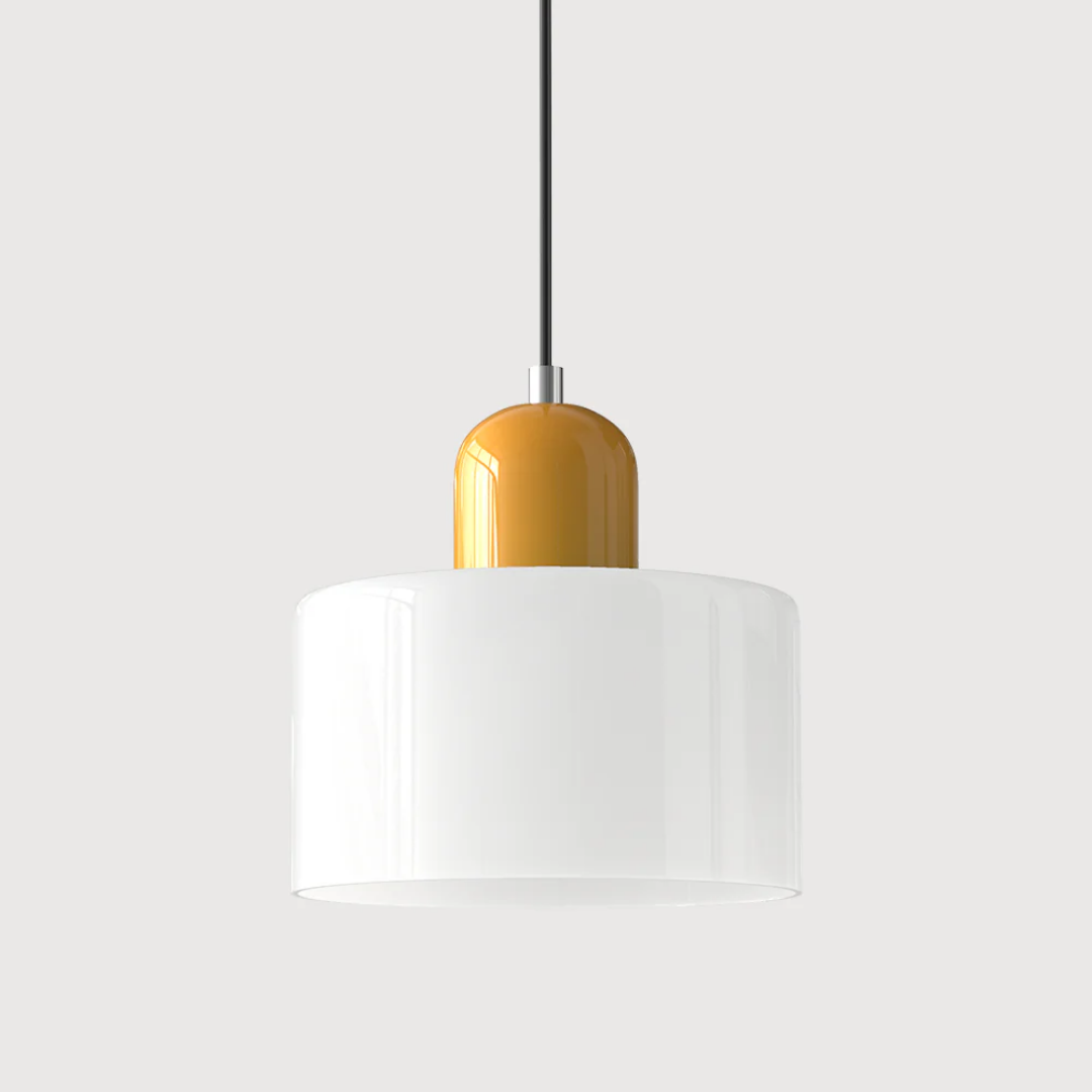 Retro pendant light – Dark green and orange glass shade for a dining table or reading nook, adjustable length up to 150 cm