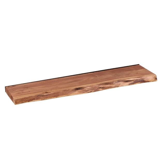 Wall Shelf – Acacia Wood with Tree-Trunk Finish, Industrial Design for the Living Room or Bedroom