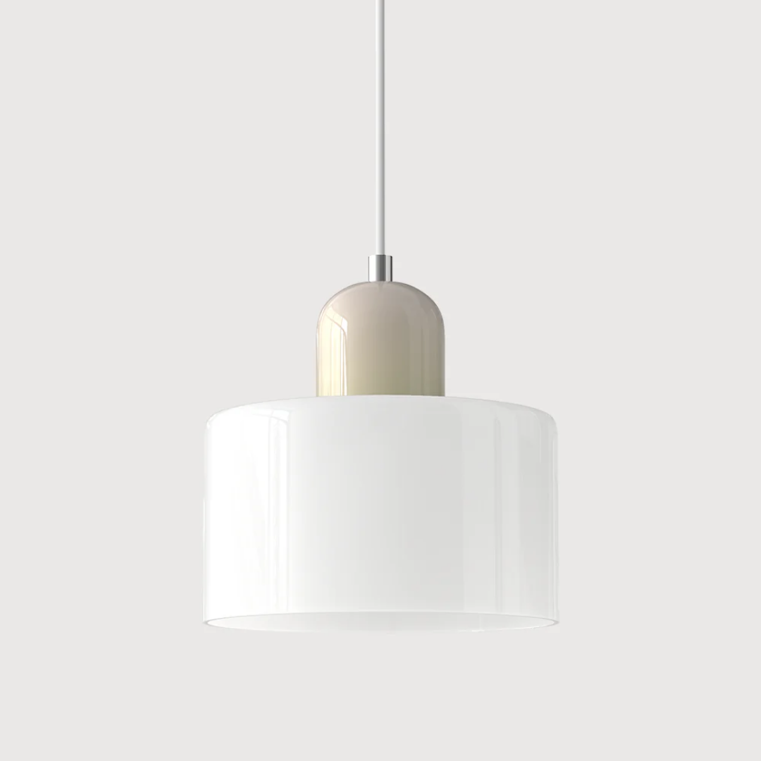 Retro pendant light – Dark green and orange glass shade for a dining table or reading nook, adjustable length up to 150 cm