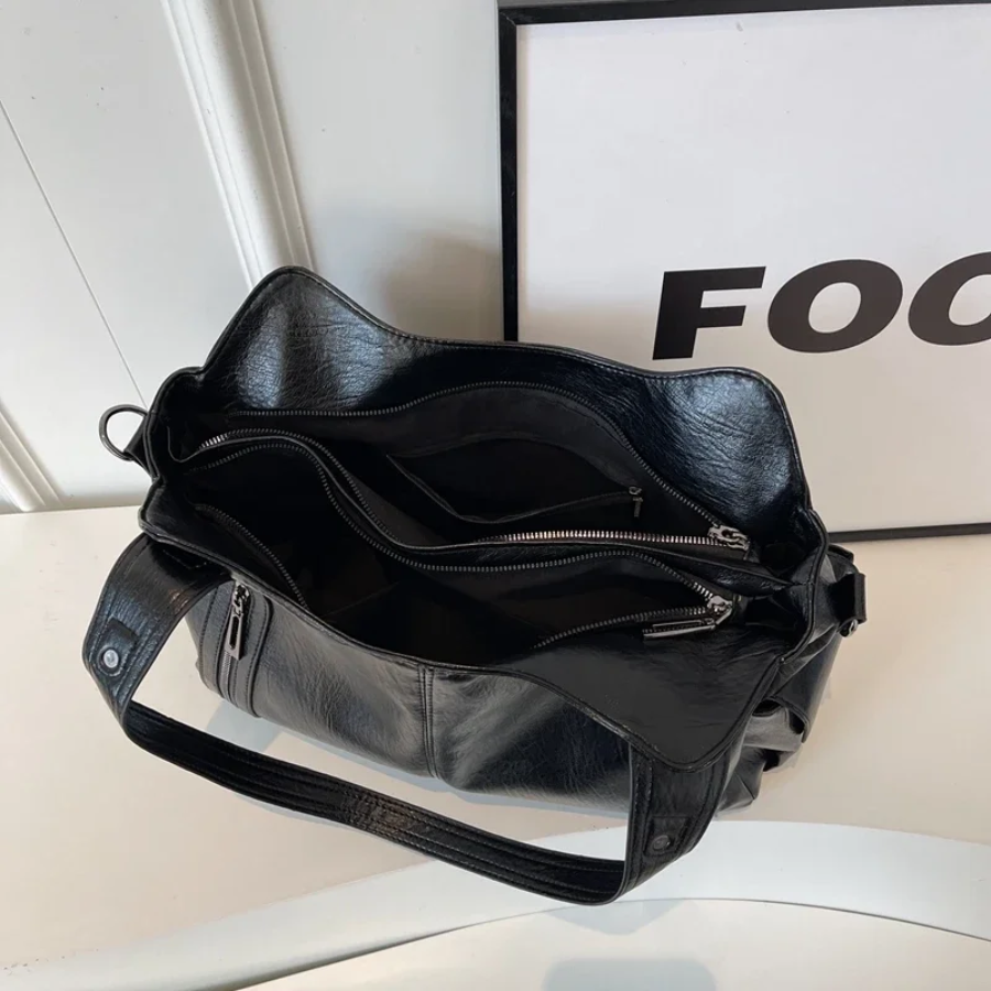 Sac à Épaule Femme en Cuir Végan - Design Structuré Multi-Poches