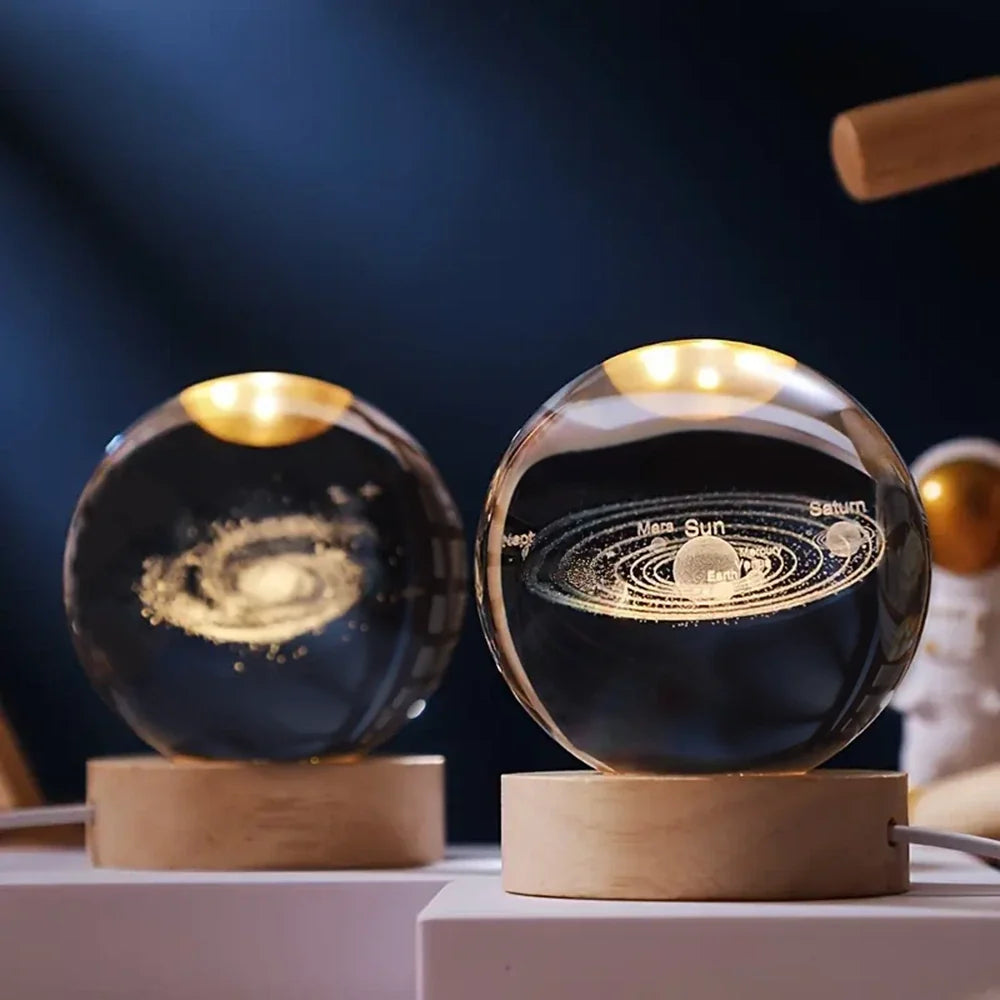 Lampe de Chevet Boule de Cristal Gravée 3D