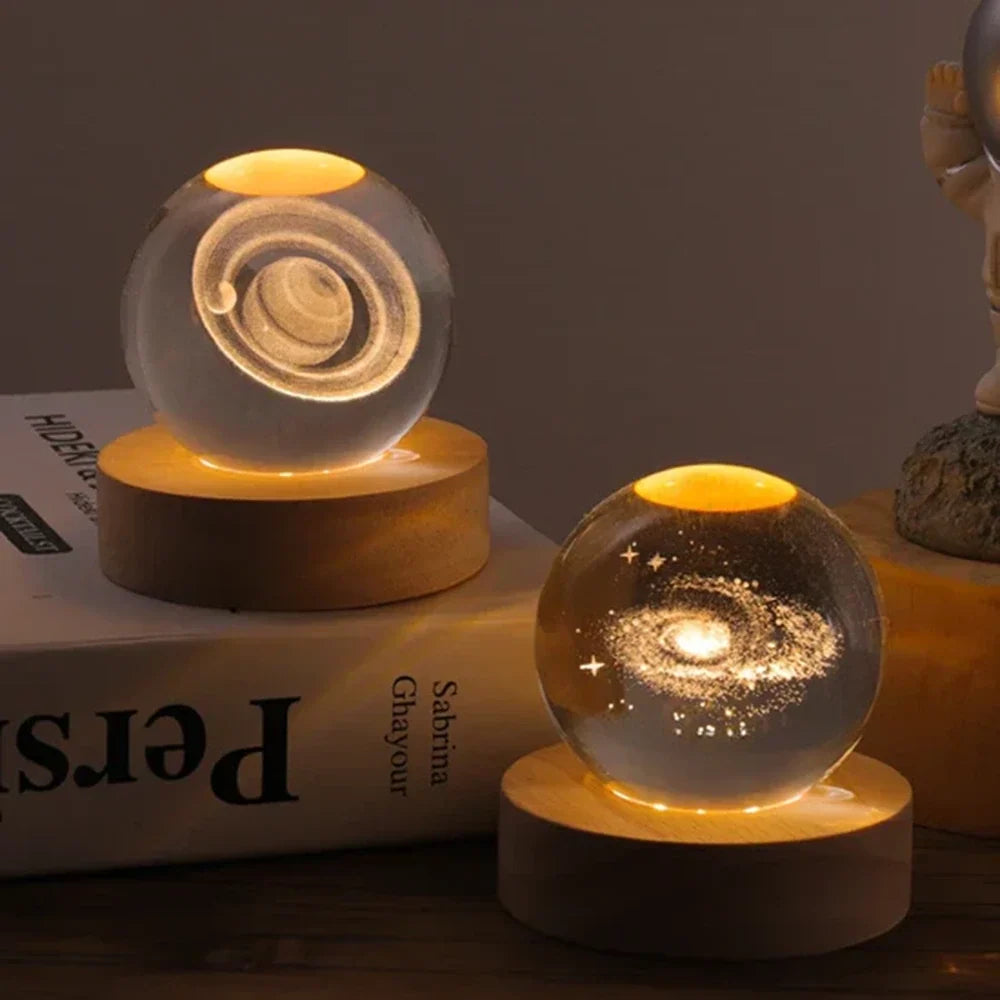 Lampe de Chevet Boule de Cristal Gravée 3D