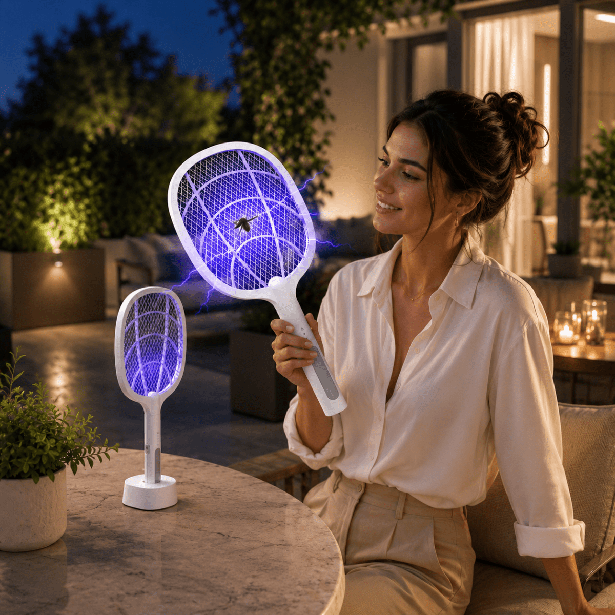 Electric Mosquito Repellent – 3000V, USB-Rechargeable with Safety Net for the Home, Garden, or Camping