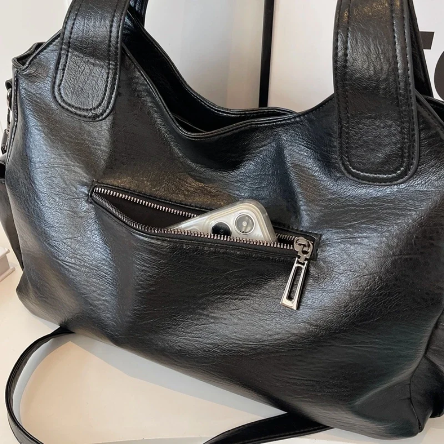 Sac à Épaule Femme en Cuir Végan - Design Structuré Multi-Poches