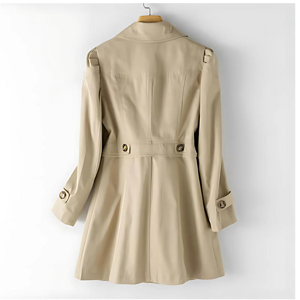 Trench Femme Coupe Cintrée, Col Cranté et Double Boutonnage