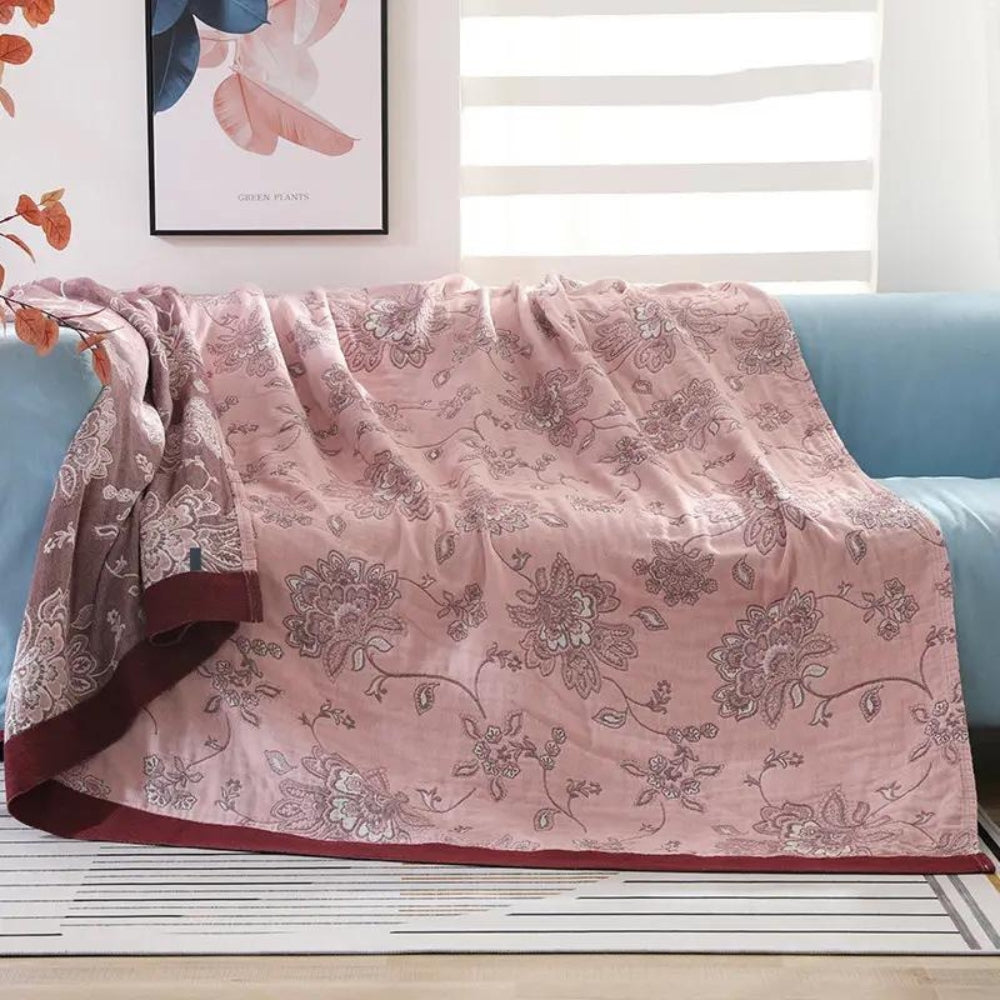 Housse de couette en coton – Motif floral, plaid léger pour lit ou canapé