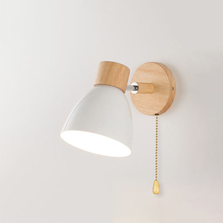 Applique Murale Bois et Métal, Bras Orientable et Abat-jour Conique