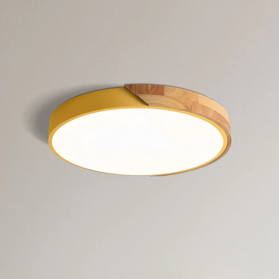 Scandinavische Houten LED Plafondlamp – Natuurlijke Afwerking, Modern Design voor Slaapkamer of Woonkamer