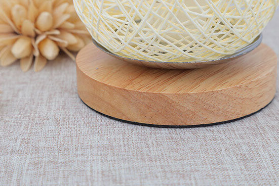 Lampe de Table en Rotin et Bois, Style Industriel Japandi