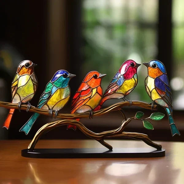 Figurines d'oiseaux en acrylique – Colorées, Design fait main pour le salon ou la chambre