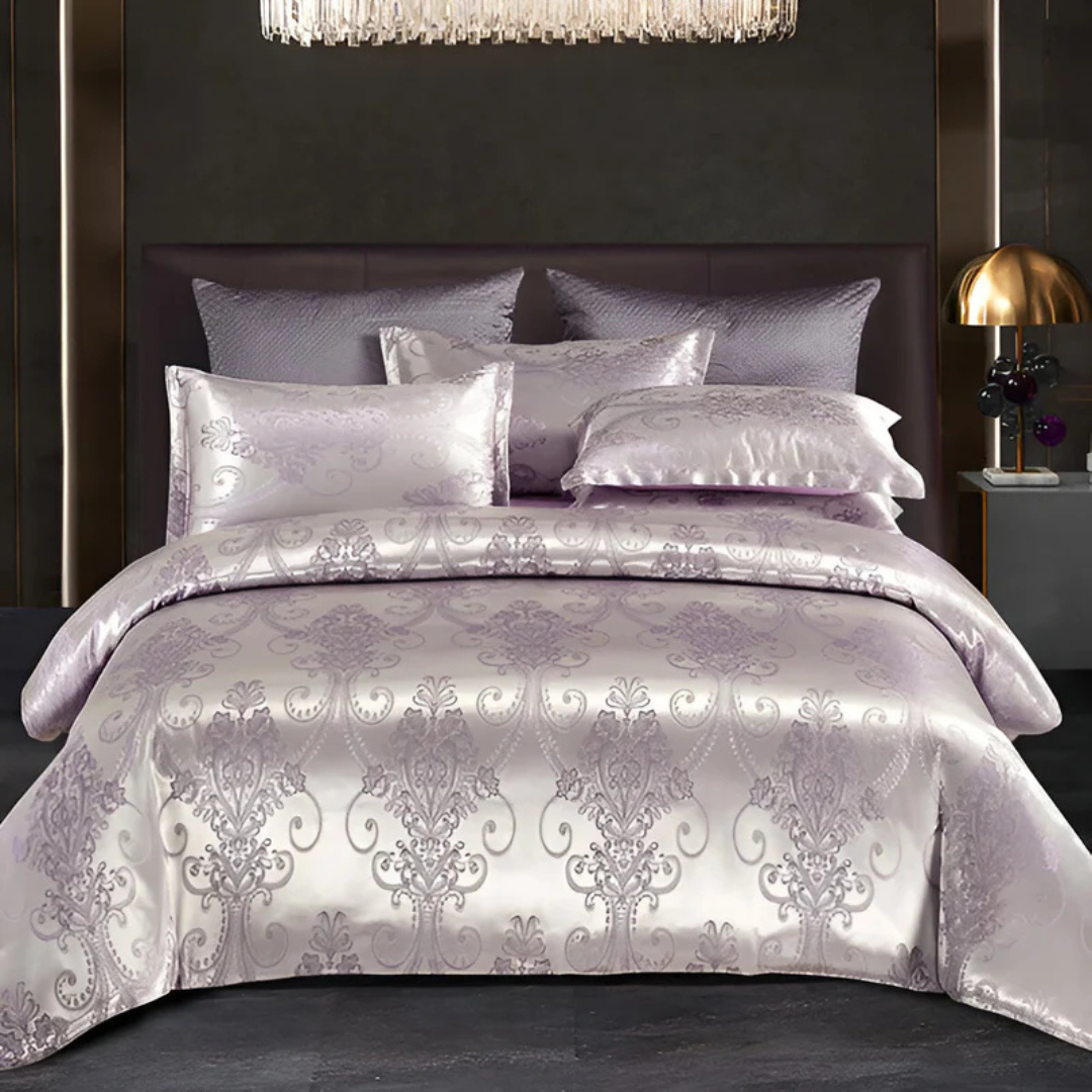 Housse de Couette Satinée – Imprimé Floral, Style Élégant pour Décoration de Chambre