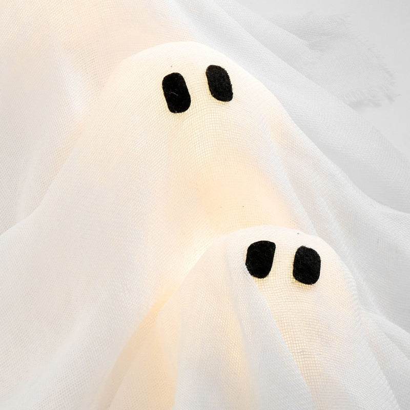 Couronne de Porte Halloween Fantômes Lumineux LED