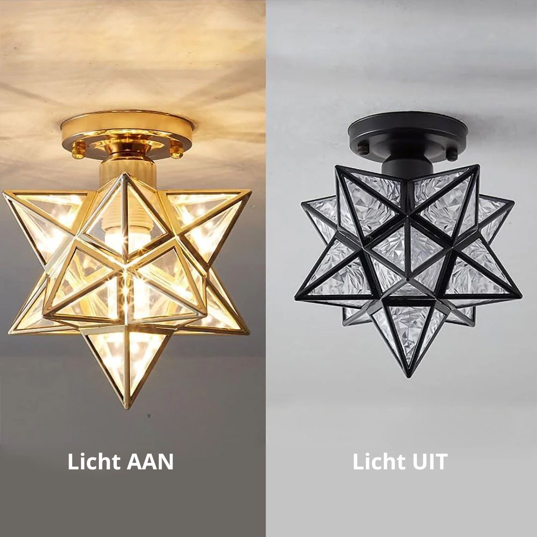 Star-shaped ceiling light – Gold, compact design for the entryway, dining room, or bedroom
